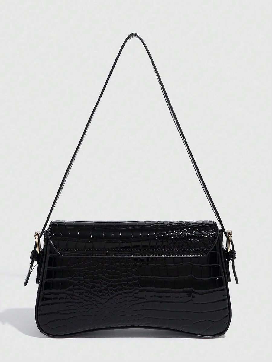 Riga Patent Faux Leather Flap Shoulder Bag