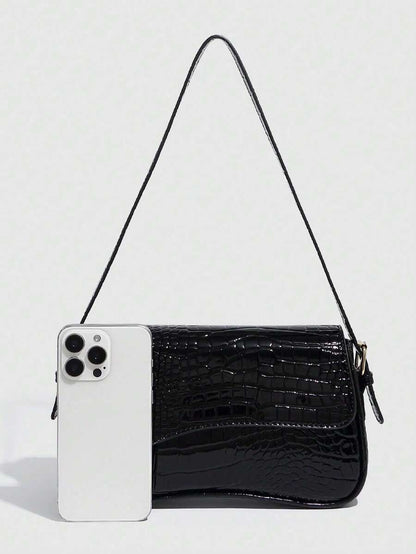 Riga Patent Faux Leather Flap Shoulder Bag