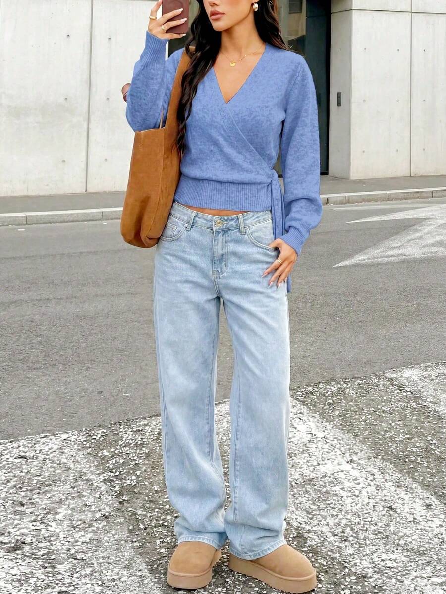 Salzburg Wrap Tie Waist Knit Cardigan Sweater