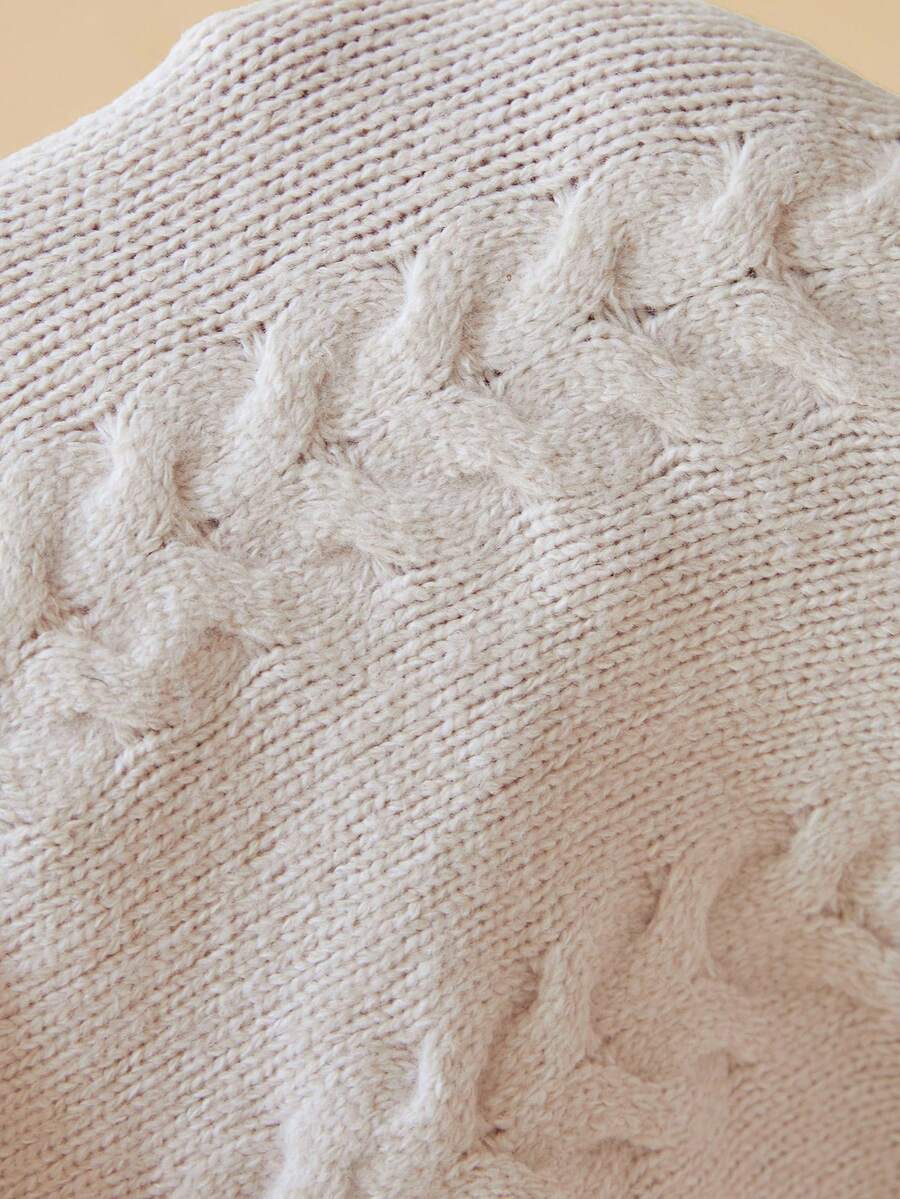 Viola Relaxed Mock Neck Sweater with Drop Shoulders - Stone