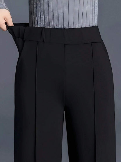 Estella Pressed Seam Straight Leg Knit Trousers - Black