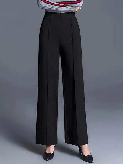 Estella Pressed Seam Straight Leg Knit Trousers - Black