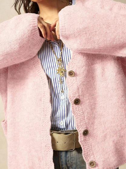 Megeve Oversized Fuzzy Knit Button Front Cardigan