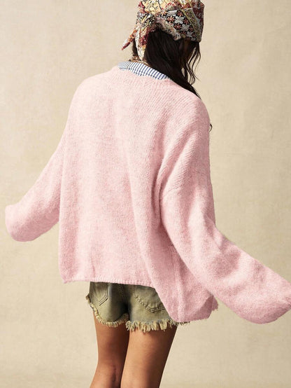 Megeve Oversized Fuzzy Knit Button Front Cardigan