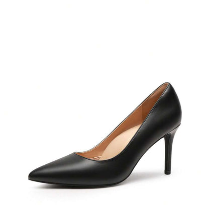 Women's Pointed Toe Stiletto Pumps, 3.35 Inch High Heel Faux Leather Slip On Dress Shoes for Work and Events
