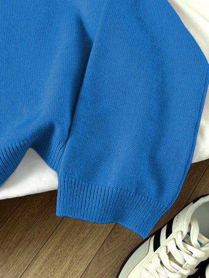 Women's Oversized Crew Neck Pullover Sweater, Relaxed Knit Sweater for Fall Winter - Black