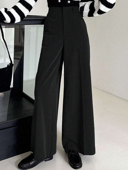 Women's Wide Leg Tailored Trousers, High Waisted Stretch Dress Pants for Work Office - Khaki