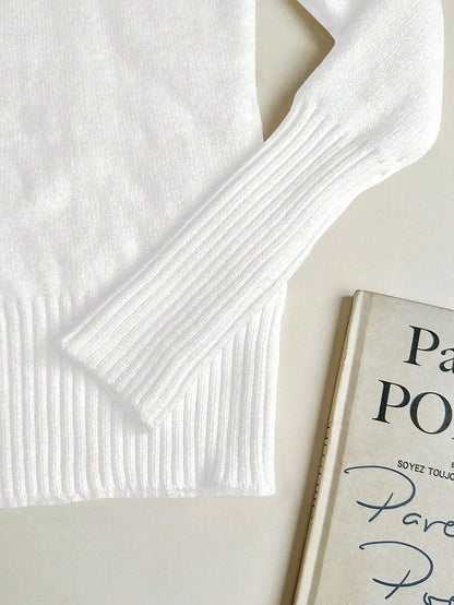 Penelope Thermal Lined Fitted High Neck Knit Sweater - Grey