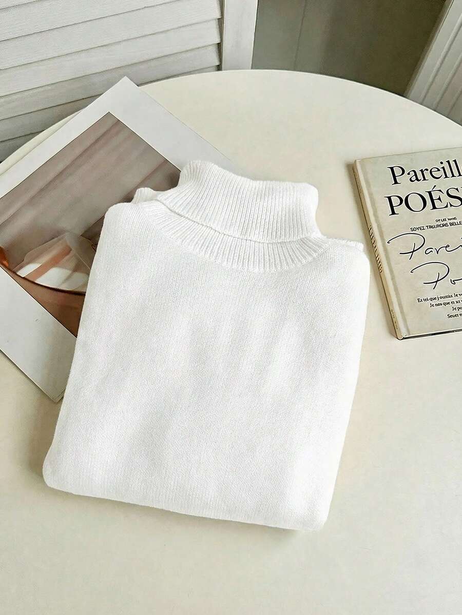 Penelope Thermal Lined Fitted High Neck Knit Sweater - Khaki