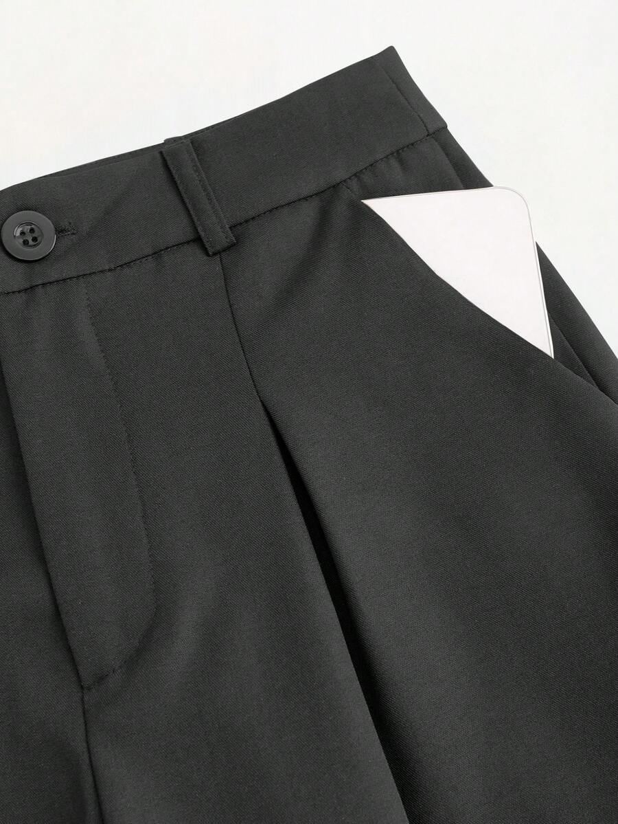Rhea Two Piece Set Button Vest and Pleated Wide Leg Pants - Charcoal Grey