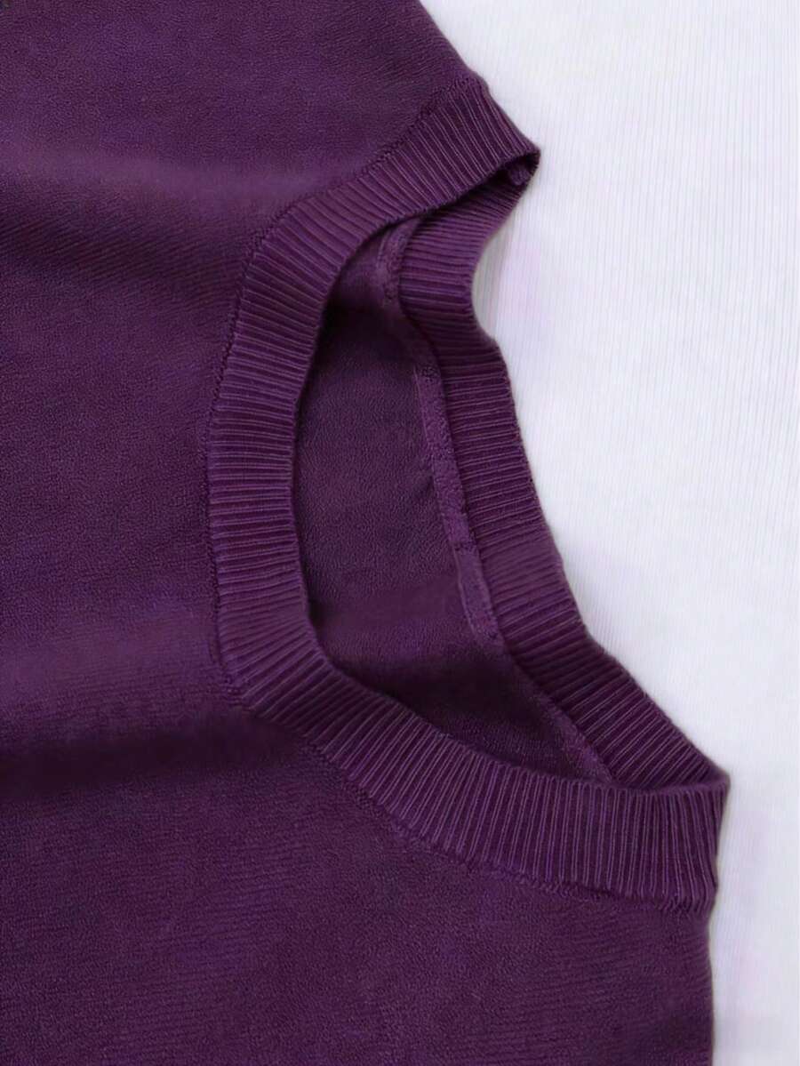 Women's Fine Rib Knit Short Sleeve Top, Fitted Stretch Tee for Layering and Work - Rose Brown