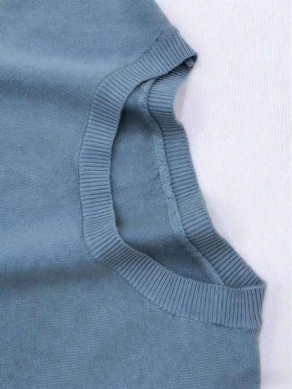Women's Fine Rib Knit Short Sleeve Top, Fitted Stretch Tee for Layering and Work - Green