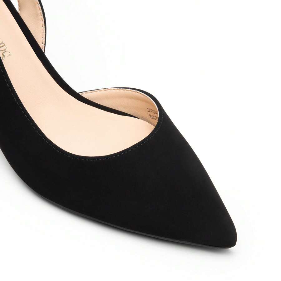 Women's Pointed Toe Slingback Kitten Heel Pumps, 2.36 Inch Buckle Strap Dress Shoes for Work and Wedding Guest