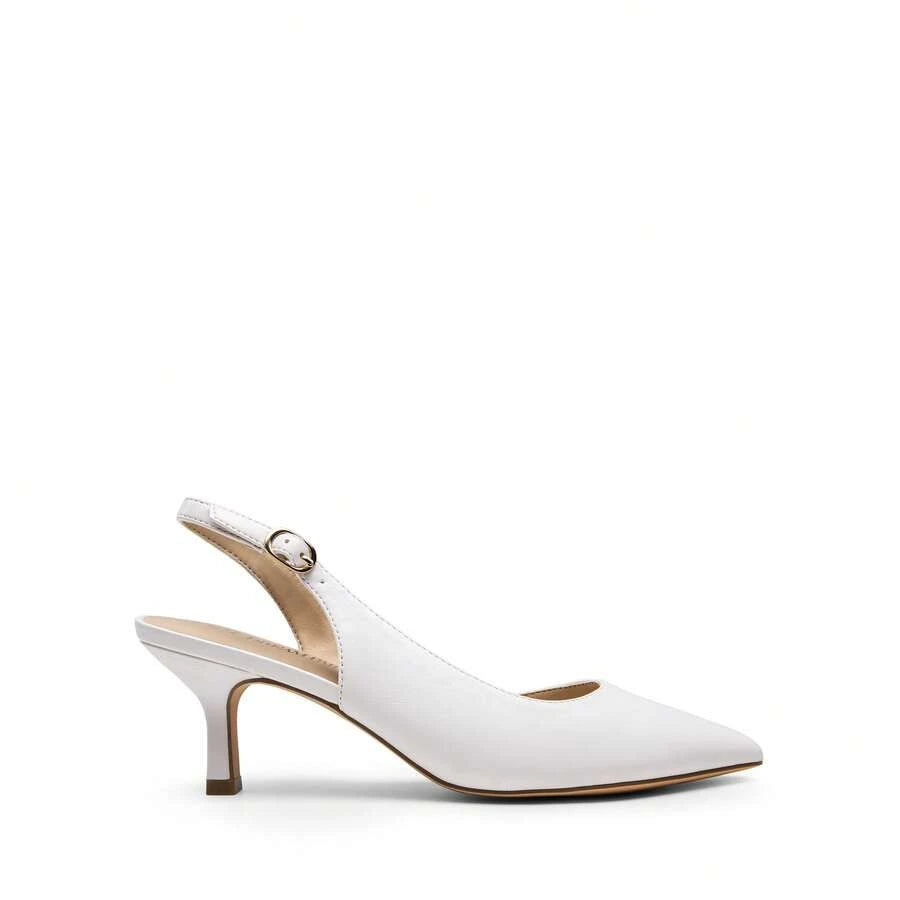 Women's Pointed Toe Slingback Kitten Heel Pumps, 2.36 Inch Buckle Strap Dress Shoes for Work and Wedding Guest