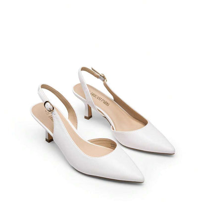 Women's Pointed Toe Slingback Kitten Heel Pumps, 2.36 Inch Buckle Strap Dress Shoes for Work and Wedding Guest
