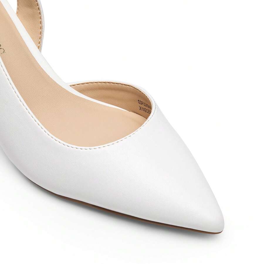 Women's Pointed Toe Slingback Kitten Heel Pumps, 2.36 Inch Buckle Strap Dress Shoes for Work and Wedding Guest