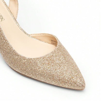 Women's Pointed Toe Slingback Kitten Heel Pumps, 2.36 Inch Buckle Strap Dress Shoes for Work and Wedding Guest