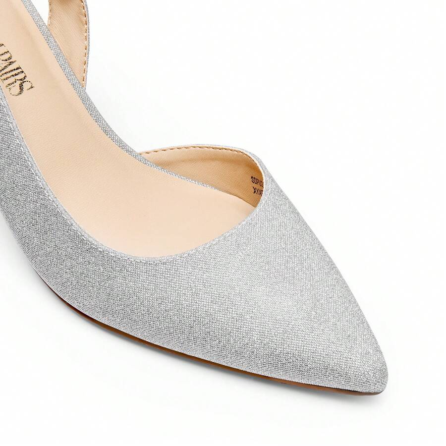 Women's Pointed Toe Slingback Kitten Heel Pumps, 2.36 Inch Buckle Strap Dress Shoes for Work and Wedding Guest