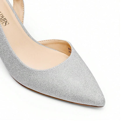 Women's Pointed Toe Slingback Kitten Heel Pumps, 2.36 Inch Buckle Strap Dress Shoes for Work and Wedding Guest