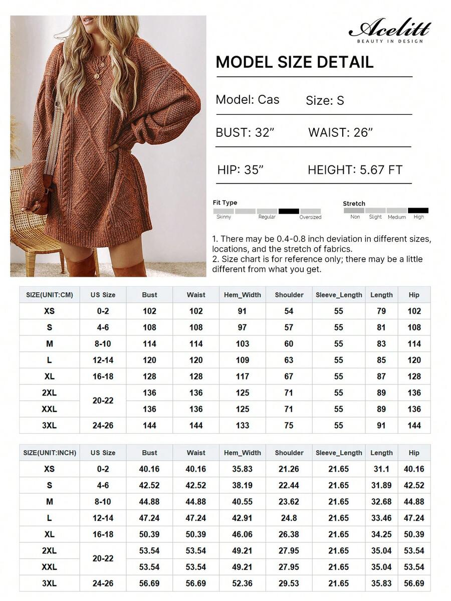 Alina Oversized Cable Knit Sweater Dress - Apricot