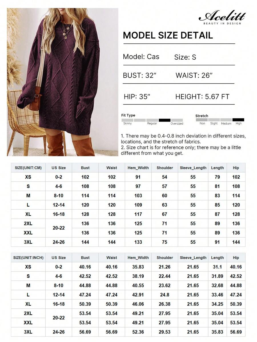 Alina Oversized Cable Knit Sweater Dress - Apricot