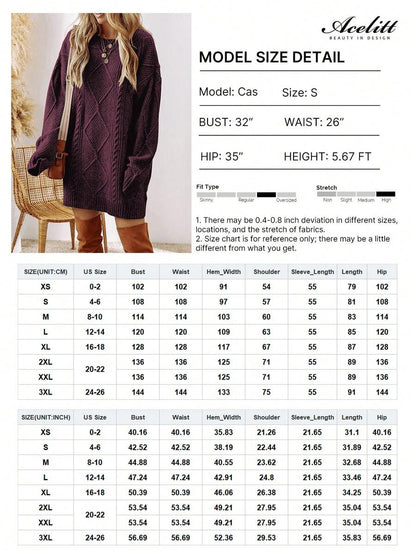 Alina Oversized Cable Knit Sweater Dress - Apricot