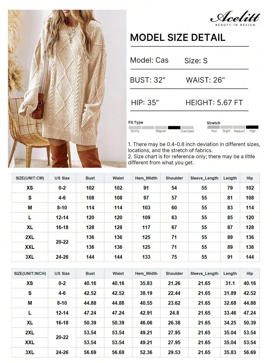 Alina Oversized Cable Knit Sweater Dress - Apricot