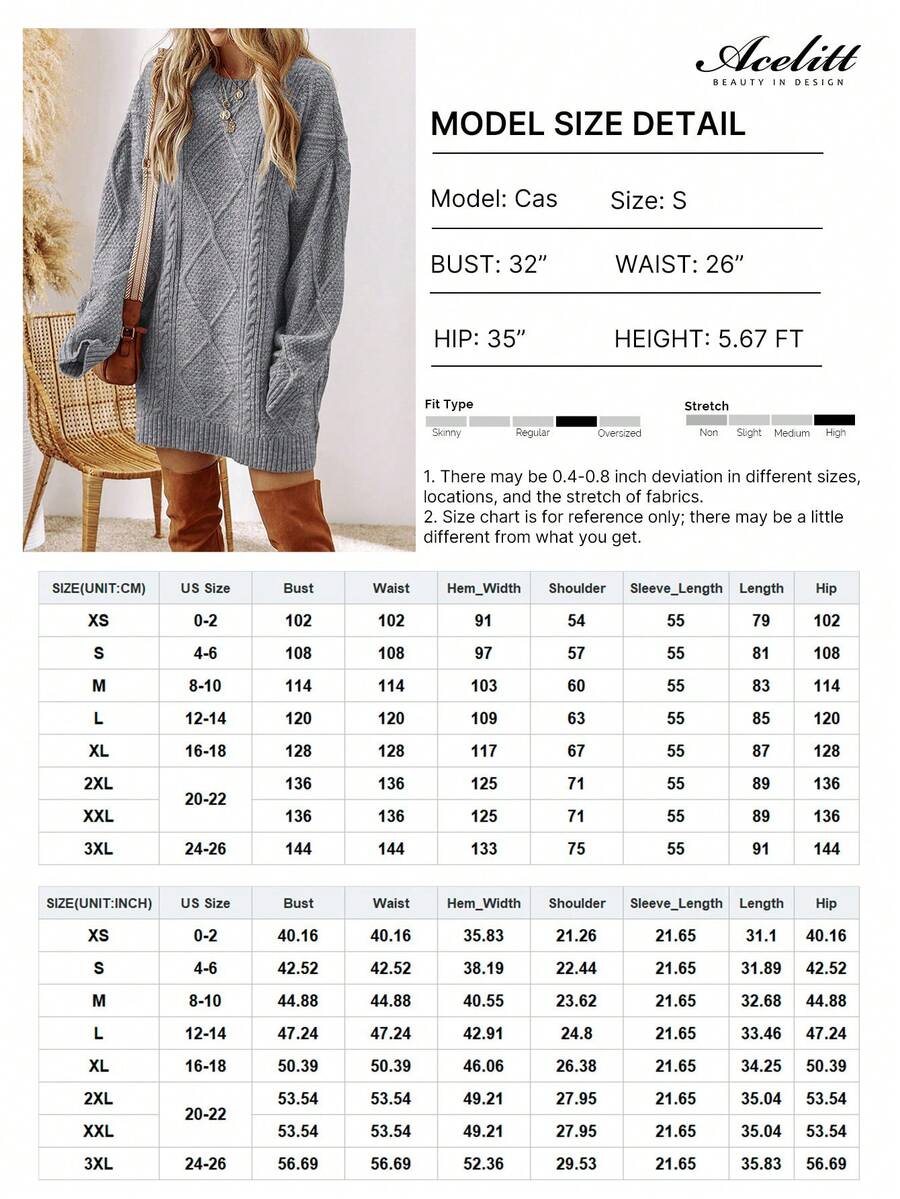 Alina Oversized Cable Knit Sweater Dress - Apricot