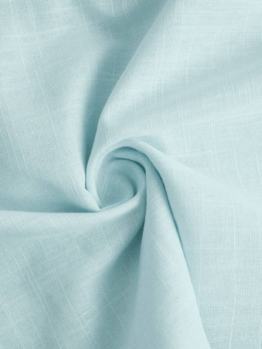 Arabella Classic Collared Button Down Long Sleeve Cotton Shirt - Aqua Blue