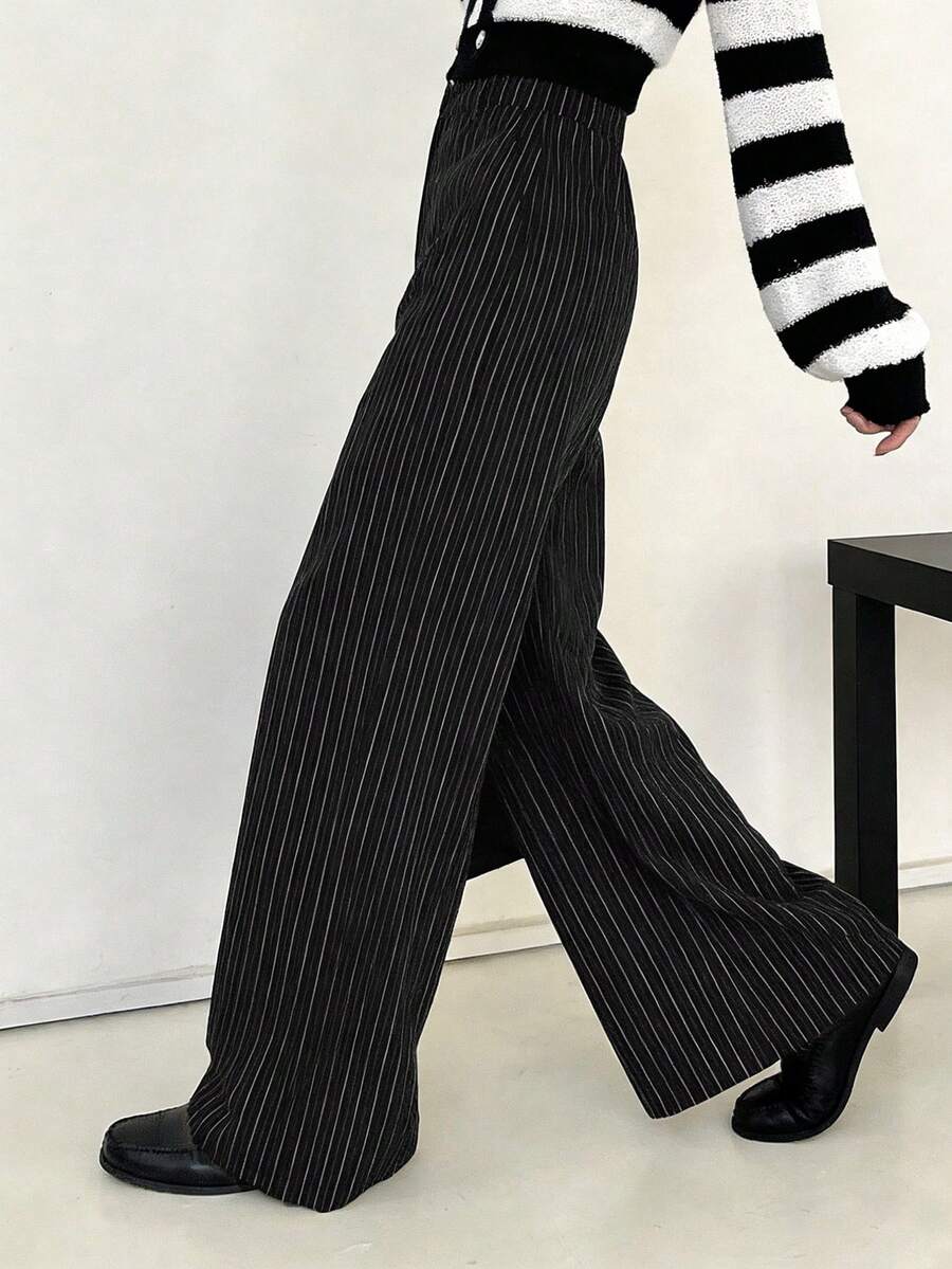 Women's Wide Leg Tailored Trousers, High Waisted Stretch Dress Pants for Work Office - Black