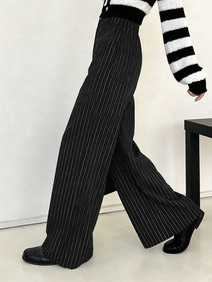 Women's Wide Leg Tailored Trousers, High Waisted Stretch Dress Pants for Work Office - Black