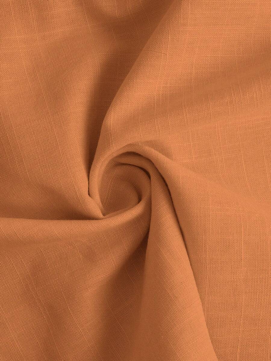 Arabella Classic Collared Button Down Long Sleeve Cotton Shirt - Orange