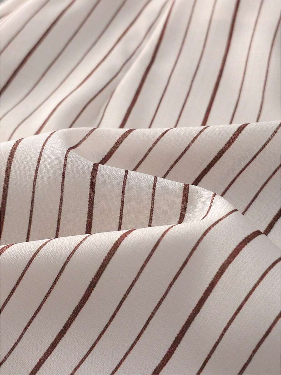 Sadie Two Piece Set Sleeveless Blazer Vest and Mini Skirt - Cream Pinstripe
