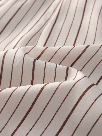 Sadie Two Piece Set Sleeveless Blazer Vest and Mini Skirt - Cream Pinstripe