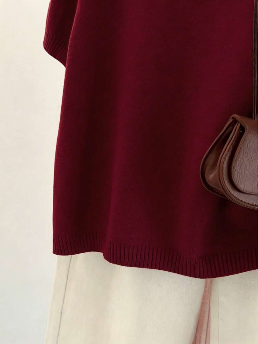 Women's Fine Knit Short Sleeve Top, Crew Neck Sweater Tee for Work and Layering