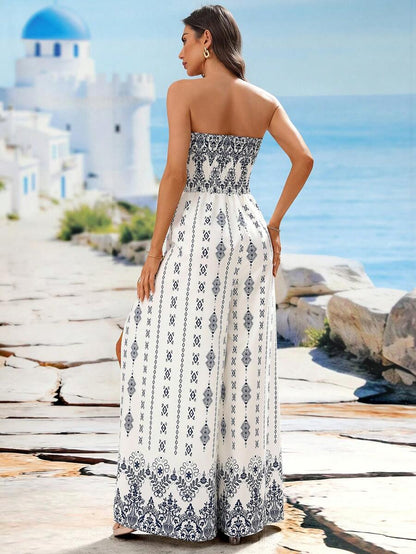 Breezaya Paisley Print Split Thigh Tube Jumpsuit Mensa