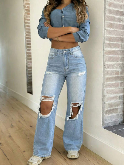 Chelsea Mid Rise Loose Straight Leg Boyfriend Jeans