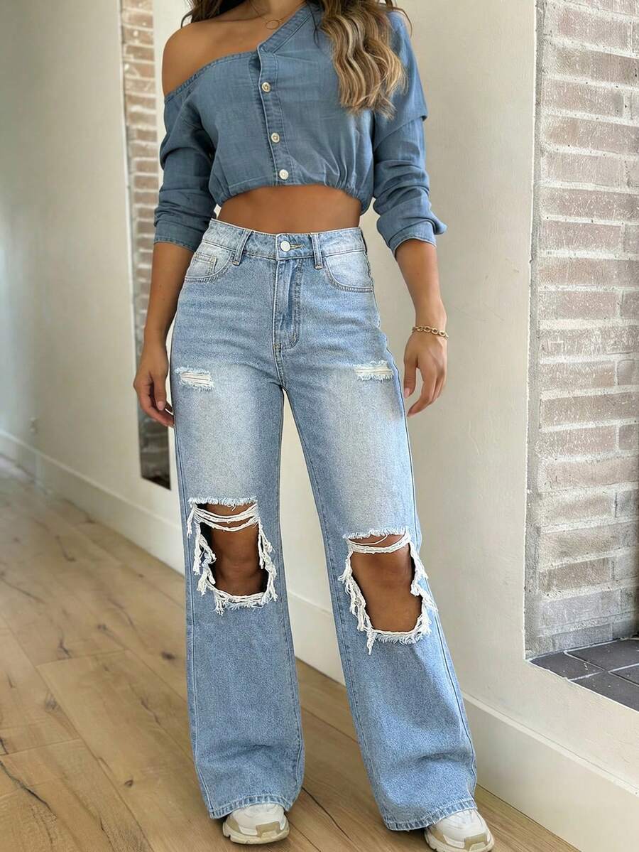 Chelsea Mid Rise Loose Straight Leg Boyfriend Jeans