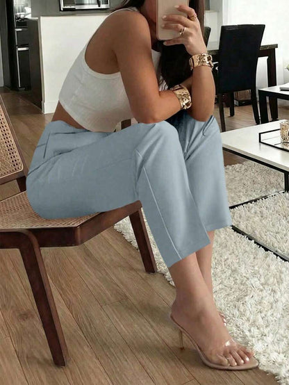 Women's Pleated Tapered Ankle Trousers, Stretch Dress Pants for Work Office - Apricot