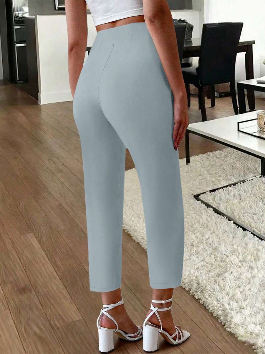 Women's Pleated Tapered Ankle Trousers, Stretch Dress Pants for Work Office - White