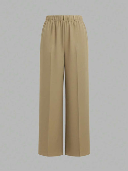 Marcella Tailored High Waist Straight Leg Trousers - Khaki