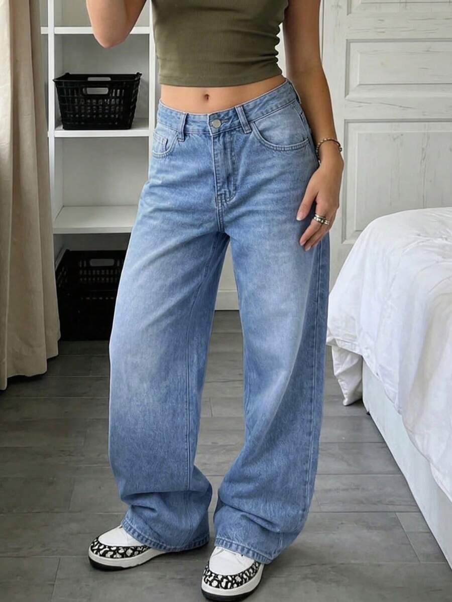 Chelsea Mid Rise Loose Straight Leg Boyfriend Jeans