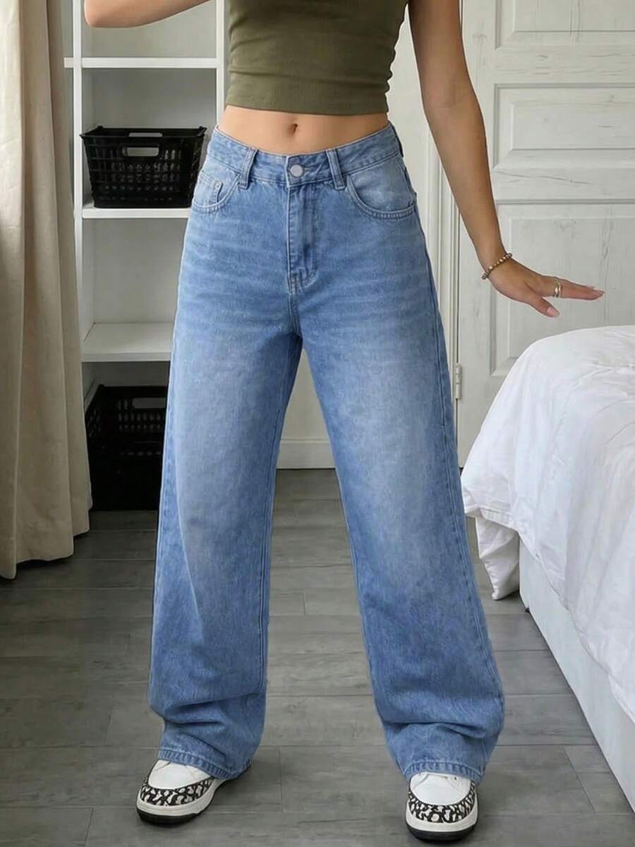 Chelsea Mid Rise Loose Straight Leg Boyfriend Jeans