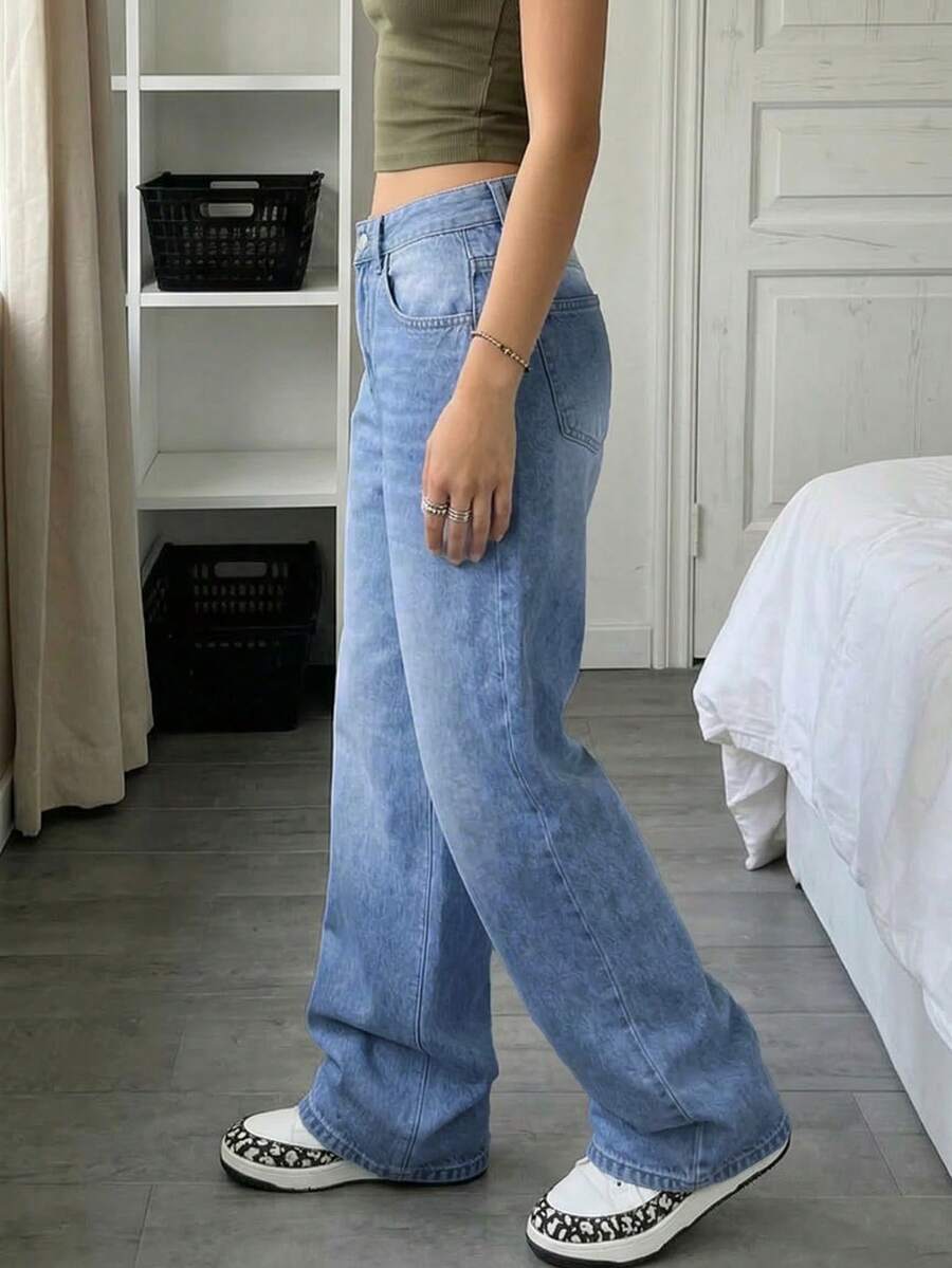Chelsea Mid Rise Loose Straight Leg Boyfriend Jeans
