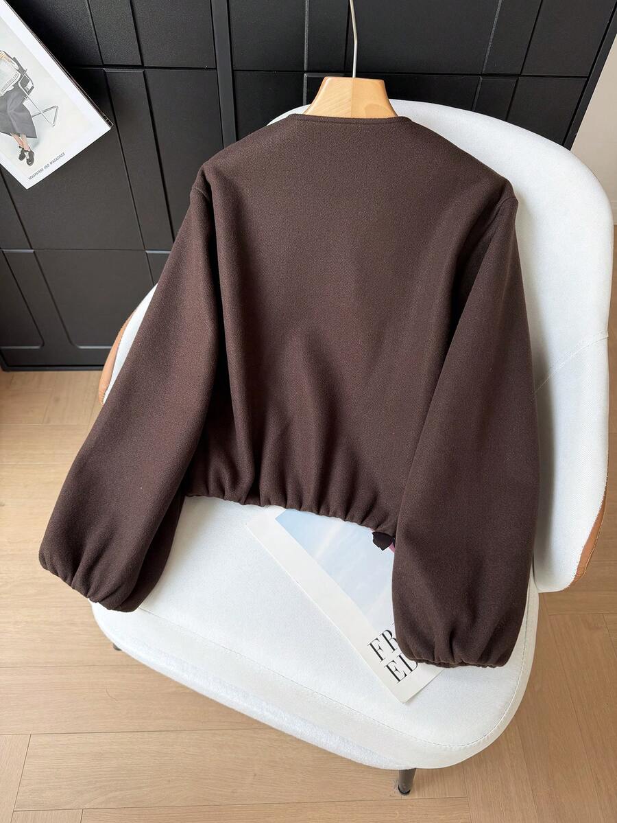 Lillehammer Wool Look Zip Up Cropped Bomber Jacket