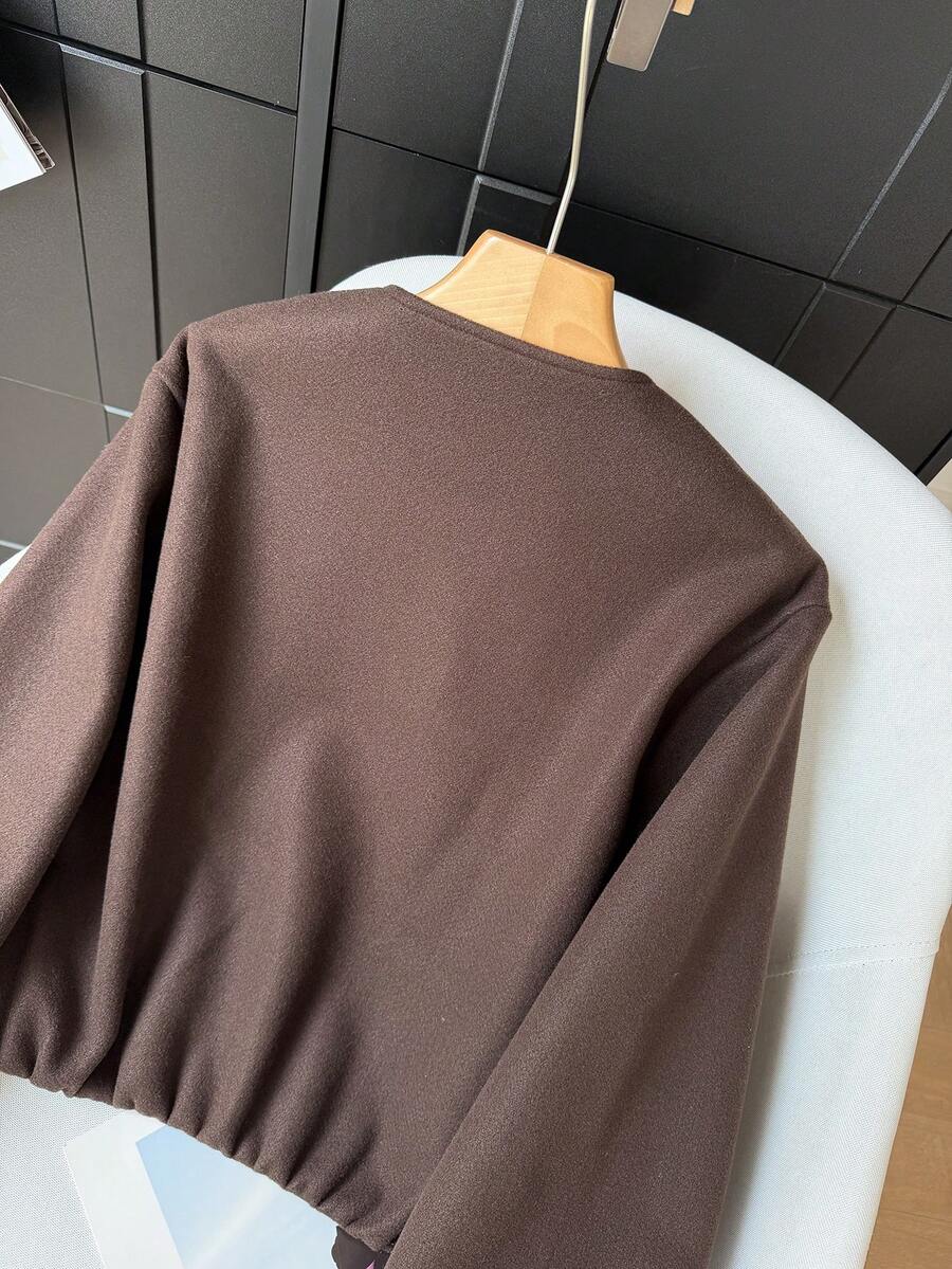 Lillehammer Wool Look Zip Up Cropped Bomber Jacket