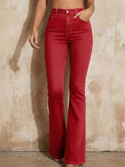 Annapolis High Waist Flare Leg Jeans with Pockets