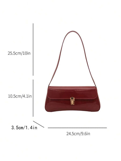 Women's Coffee Brown Shoulder Bag Quiet Luxury Metal Decor Small Underarm Purse - Dark Red