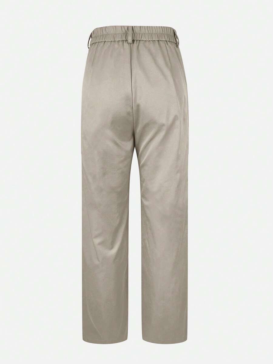 Honora High Waist Seamed Straight Leg Trousers - Stone