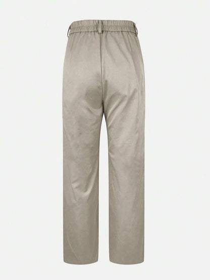 Honora High Waist Seamed Straight Leg Trousers - Stone